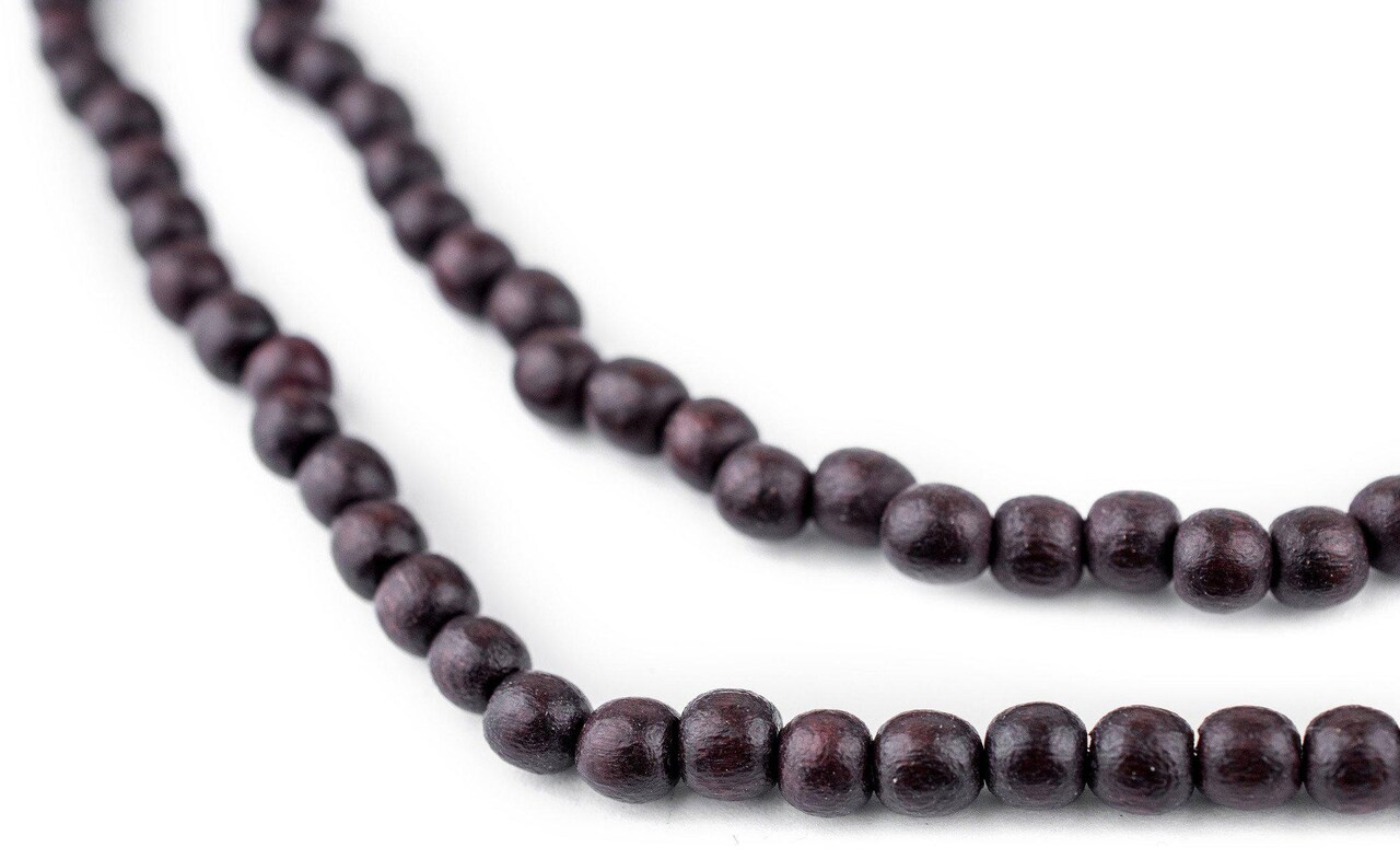The Bead Chest Natural 5mm Wooden Beads in Brown - Dark for Jewelry Making – Round Loose Wood Spacer Beads I Approximately 90 Beads